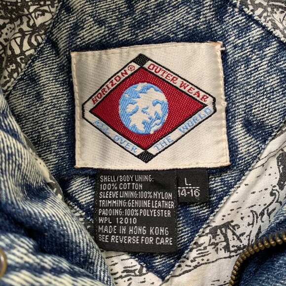 Vintage Horizon Outer Wear Jacket Adult Large Acid Wash Mario Blue Jean Denim - Picture 4 of 16